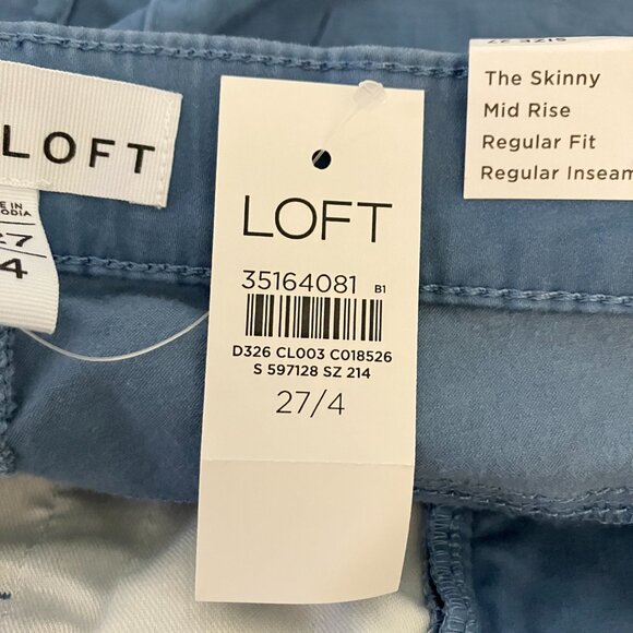 LOFT Women Sateen Skinny Ankle Pants Sz 4 Blue Gray Mid Rise Five Pocket Casual - Picture 6 of 6